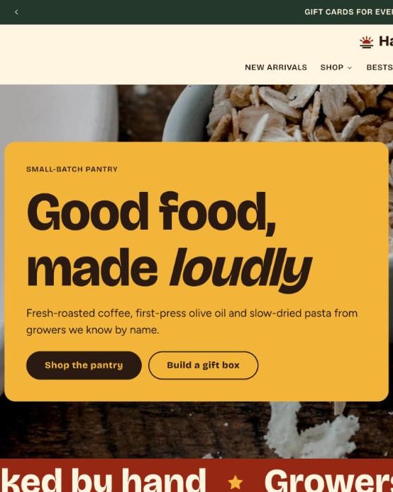 Harvest preset demo store home page